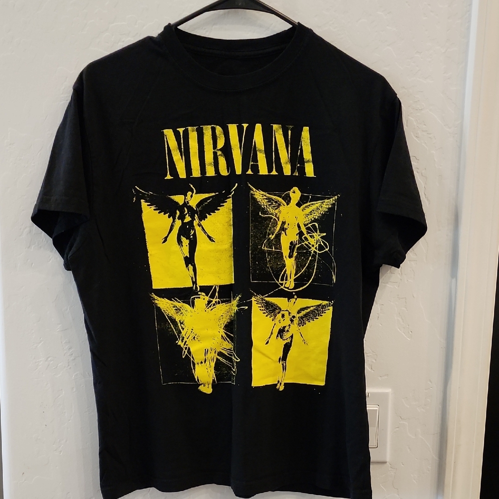 NIRVANA Black Tee with Yellow Graphic